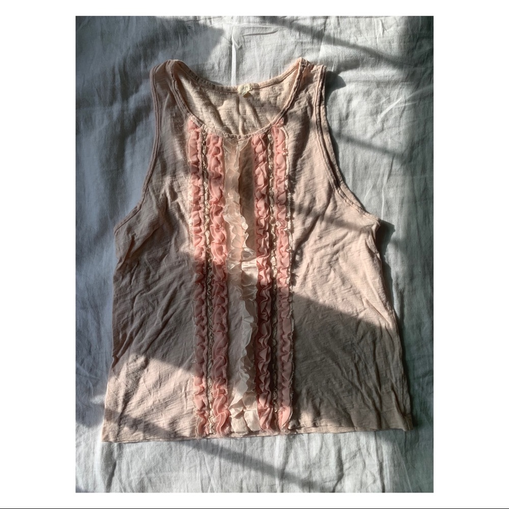 Jcrew Pink Ruffle Tank Top